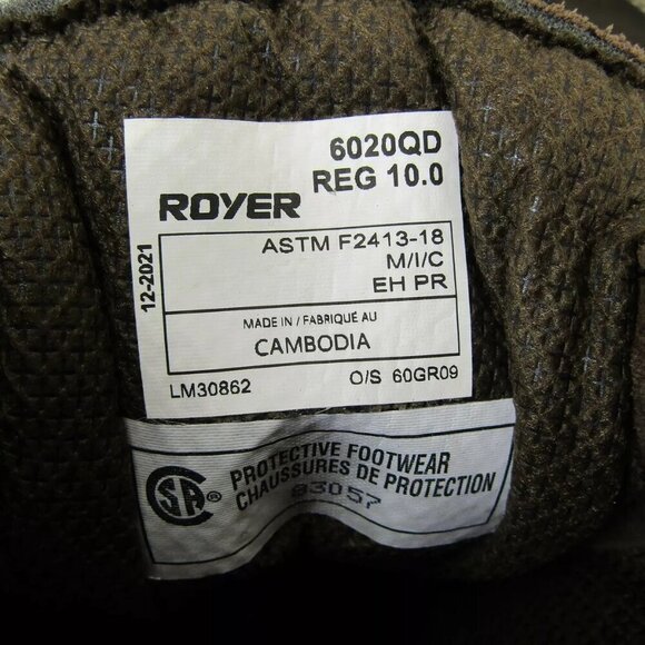 NEW ROYER Mens 4-Density Thinsulate Work Boots Waterproof Composite Toe Size 10 main image 9